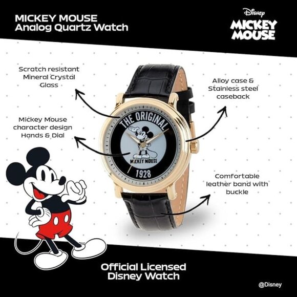 NWT - Disney Mickey Mouse Adult Vintage Analog Quartz Watch - Picture 15 of 16
